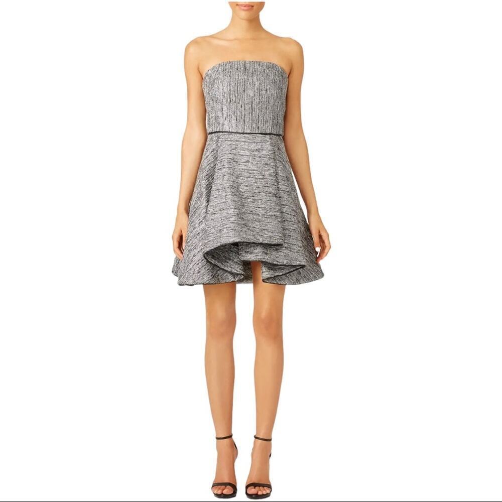 Hunter Bell Womens Size 4 Grace Dress Strapless Cocktail Gray Silver Mini Gown